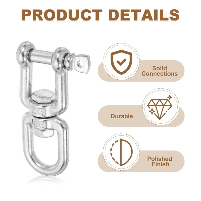 sourcing map Heavy Duty M10 Double Swivel Eye Hook, 304