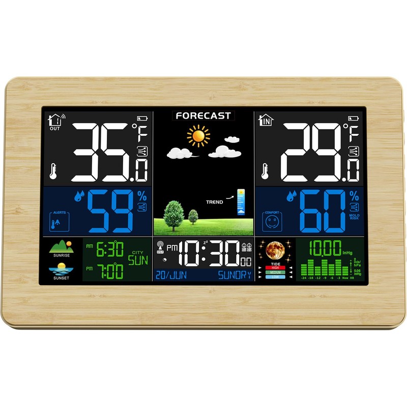 Weather Station Wireless Indoor Outdoor, Digital Thermometer with Remote Sensor,