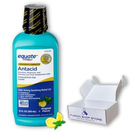 Equate Antacid Liquid- Maximum Strength Original Flavor 12 fl. oz (Pack of 1), Boxed by Fusion Shop Store