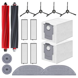S8 MaxV Ultra - Kit de accesorios de repuesto para aspiradora Roborock S8 Maxv Ultra robot, 1 juego de cepillo para polvo de rodillo principal, 4 filtros HEPA, 4 cepillos laterales, 2 bolsas de polvo,