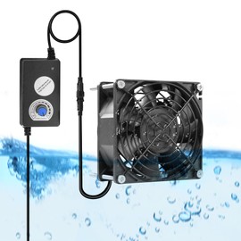 PANO-MOUNTS 92mm 3.54inch Upgraded IP68 Waterproof Dual Ball Bearing Cooling Fan -Max 4500RPM with Stepless Speed Controller for DIY Ventilation Exhaust Projects