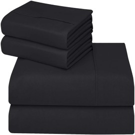 Utopia Bedding Queen Bed Sheets Set - 4 Piece Bedding - Brushed Microfiber - Shrinkage and Fade Resistant - Easy Care (Queen, Black)