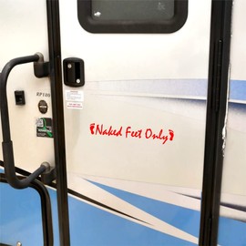 RV Camper Naked Feet Only 10" W X 1.7" L Decal for Car, Truck, RV, Camper. Laptop, etc (Red)