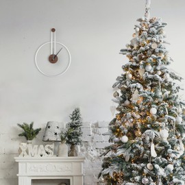 DRELIFAM Modern Wall Clock Large Wall Clocks with Walnut Dial Silent Non-Ticking for Living Room Home Decor Bedroom Kitchen Office 17.8''× 24.4'' (Silver, Medium)