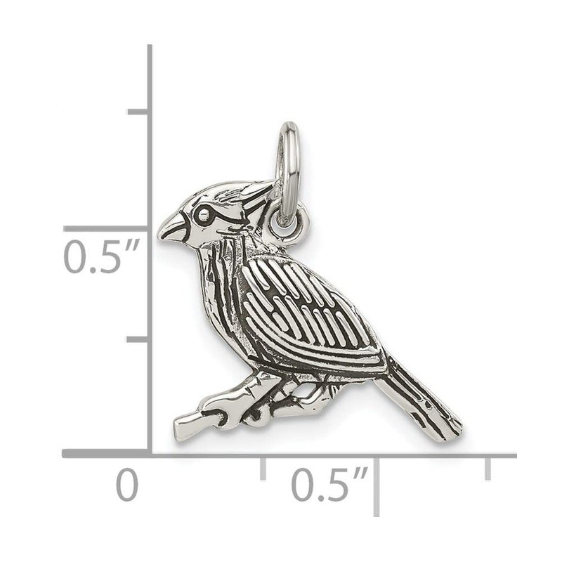 Sterling Silver Antiqued Bird on Branch Charm