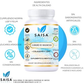 Cloruro de Magnesio + Colageno con 100 cápsulas Saisa Herbal