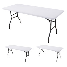 Enjoyidea Fitted Tablecloth for 6 Foot Rectangle Tables-2 Pack White Elastic Outdoor Picnic Table Cover-Spandex Stretch Folding Table Cloths 6 ft for Camping Dining Room Patio Kitchen Banquet Party