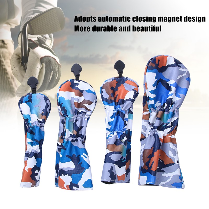 4PCS PU Leather Camouflage Waterproof Thicken Lining Golf Putter Head