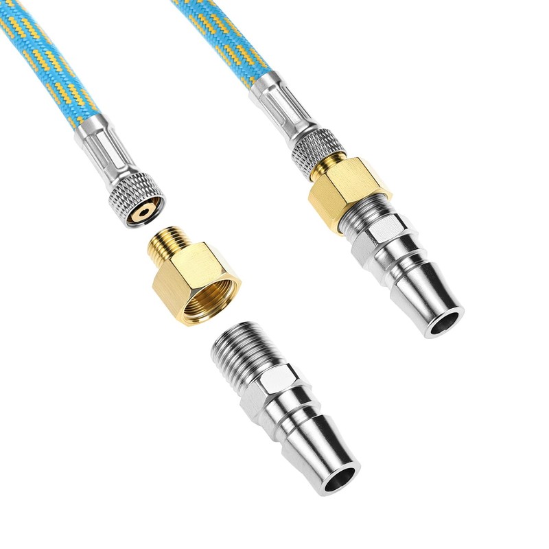 QWORK 6-Ft Braided Airbrush Hose with G1/8 to G1/4 Adapter,