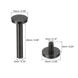 PATIKIL 25 Sets Chicago Screws, 25mm L Chicago Screw with Slotted Binding Post Screw Bolt Rivets Brass Fixings Connectors, Black