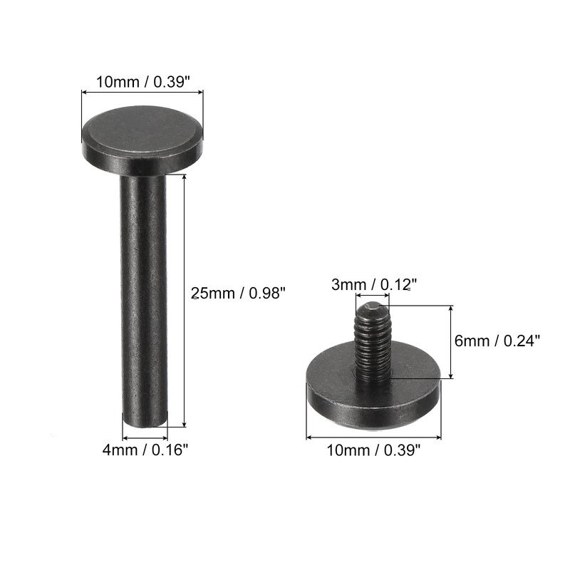 PATIKIL 25 Sets Chicago Screws, 25mm L Chicago Screw with