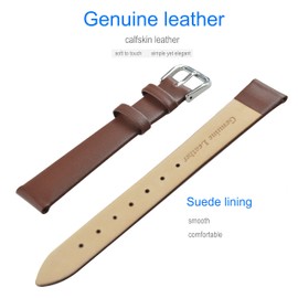 MZBUTIQ 19mm Brown Soft Genuine Thin Leather Watch Band Strap Replacement for Men Women