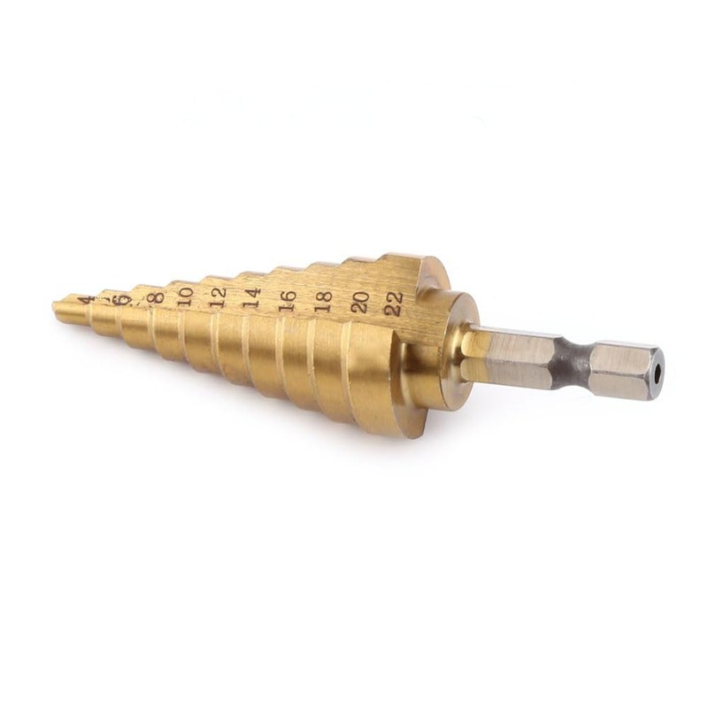 Shallho 1/4 Inch Hexagon Shank 4-22 mm Titanium Coated Spiral