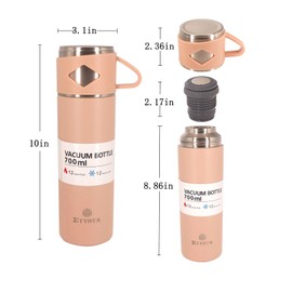 XTYHTX 24oz Stainless Steel Insulated Coffee Bottle,Vacuum-Insulated Beverage Bottle with Handle, Leak-Proof for Coffee, Tea, Water, Hot or Cold Women's Day Gift (Pink 24oz)