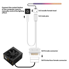 YAODHAOD ARGB Restart Buttons Controller Case Manual Reset Controller Computer 5V ARGB 3-Pin Light Control (Black)