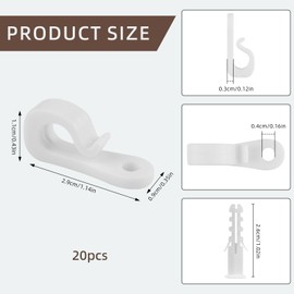 Notoke 20PCS Wire Shelf Brackets, White Down Wall Clips Wire Shelf Clips Shelf Support Clips, Closet Shelf Brackets with Clips, Screws and Expansion Tubes