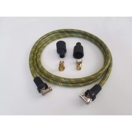 Ton's Performance Made in USA Classic Retro 40" Retro Rajah VINTAGE BRAIDED CLOTH GREEN YELLOW SPARK PLUG WIRE 8MM BOBBER