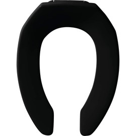 CHURCH 295SSCT 047 Commercial Open Front Toilet Seat without Cover will Never Loosen & Reduce Call-backs, ELONGATED, Plastic, Black