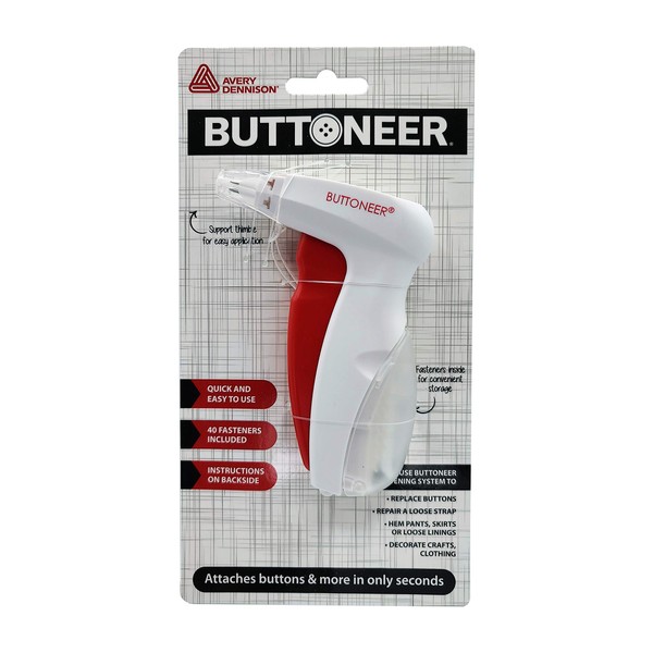 Buttoneer Button Fastening System - New and Improved! - Attaches Buttons & More in Seconds - No Sewing Necessary & Works on Most Fabrics