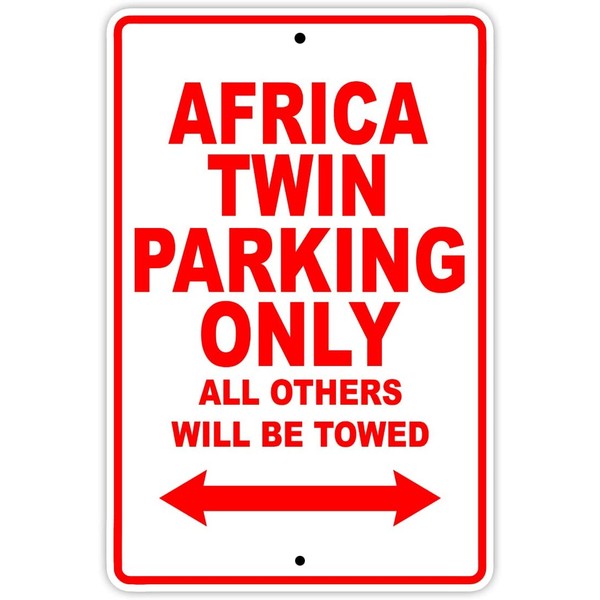 Afterprints Africa Twin Parking Only All Others Will Be Towed Motorcycle Bike Novelty Garage Aluminum 8"x12" Sign Plate