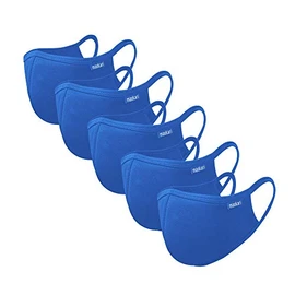 Maskari Maskari Royal Blue Reusable Face Mask | Face Masks Washable UK | 3 Layer Mens Face Mask | HeiQ Viroblock | Breathable Face Mask | Sporty | Advanced 5 Pack, Large