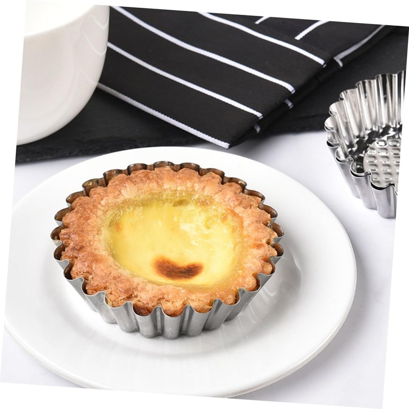BIUDECO 10pcs Non Stick Chrysanthemum Egg Tart Molds DIY Baking