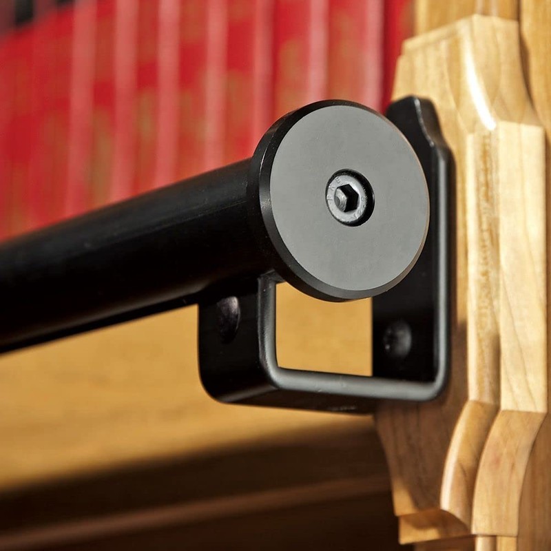 Rolling Ladder Track Bracket – Black Finish, Hook Style Horizontal