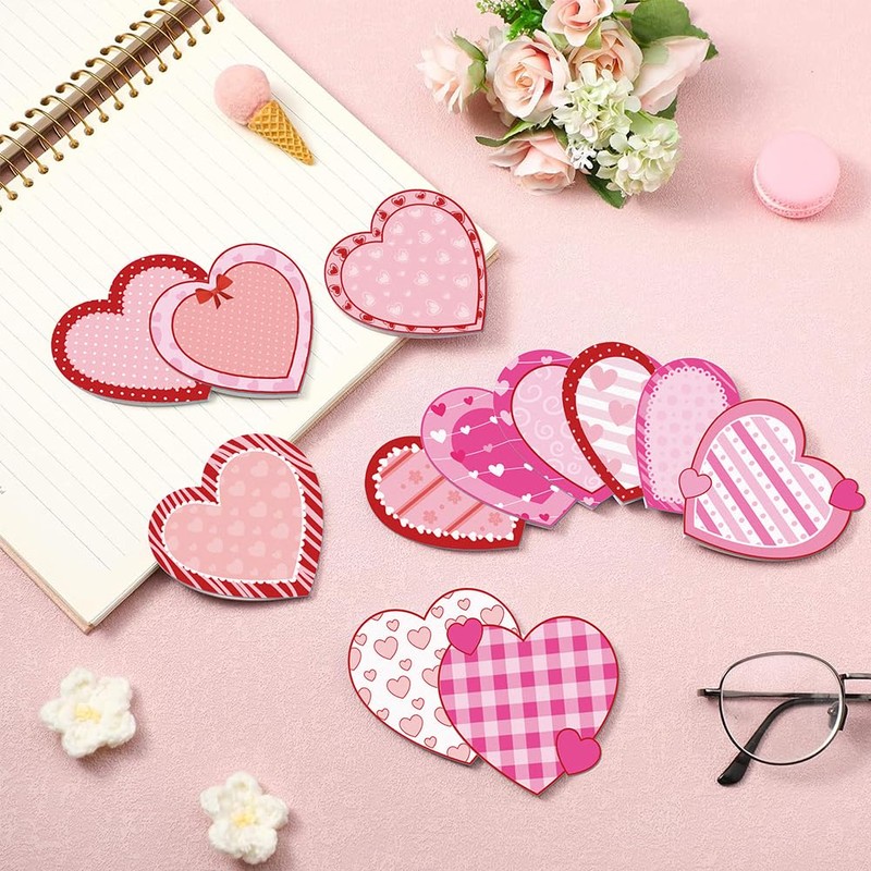 240Pcs Heart Sticky Notes, Pink Red Sticky Tabs, Self-Stick Pads,