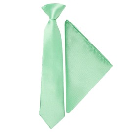 TIES R US Pre Tied Seafoam Green Boys Tie and Pocket Square Set Age 4-7