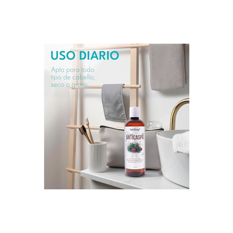 NATSHOP Shampoo Anticaspa Natural de Flor de Campo 500ml Controla
