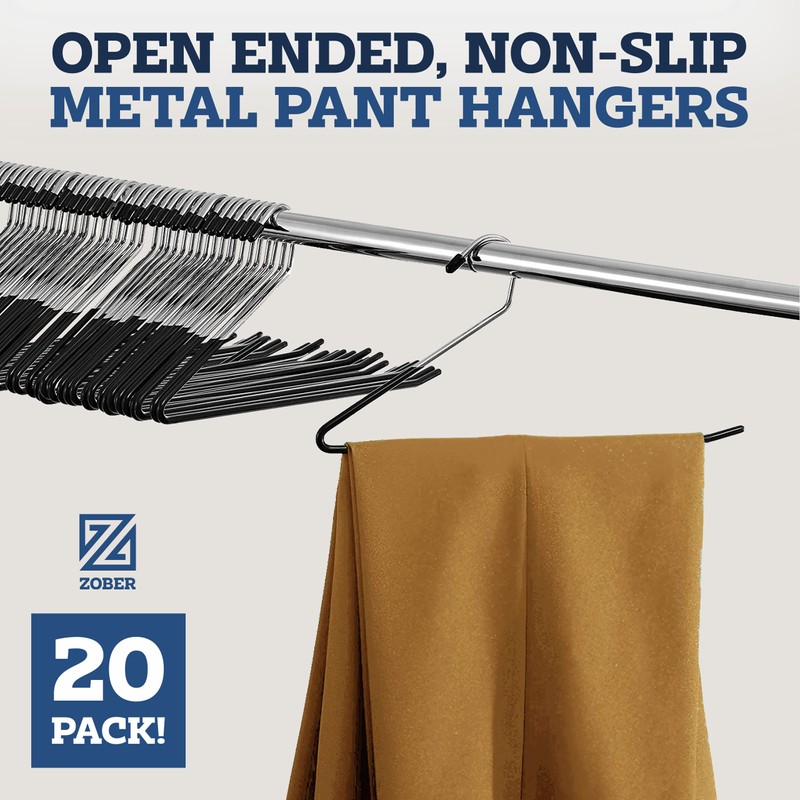 Zober Pants Hangers Non Slip - 20 Pack Open Ended