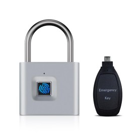 TenixLox Fingerprint Padlock with Emergency Key, IP66 Waterproof Outdoor Indoor Padlock, Smart Lock for Warehouses, Gym, Schools, Homes, Office Cabinets
