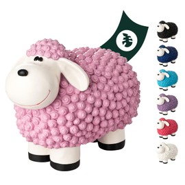 VERDOBA Mini Decorative Sheep for the Garden, Weatherproof - Pink Decorative Sheep Molly - Garden Figure Sheep Garden Decoration Outdoor Decorative Figures (Pastel Pink)