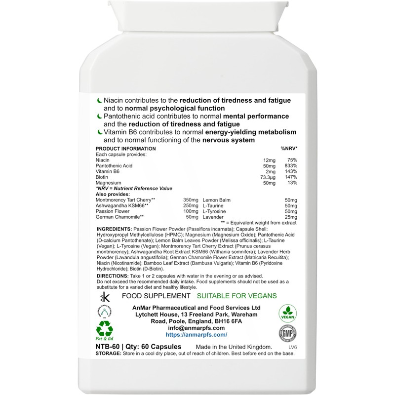 AnMar® DreamEase Night Time Herbal Complex – Ashwagandha KSM-66, Tart