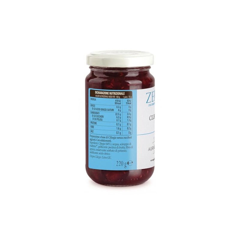 Agrisicilia zero% zuccheri aggiunti ciliegie,poche calorie, 240 grammi