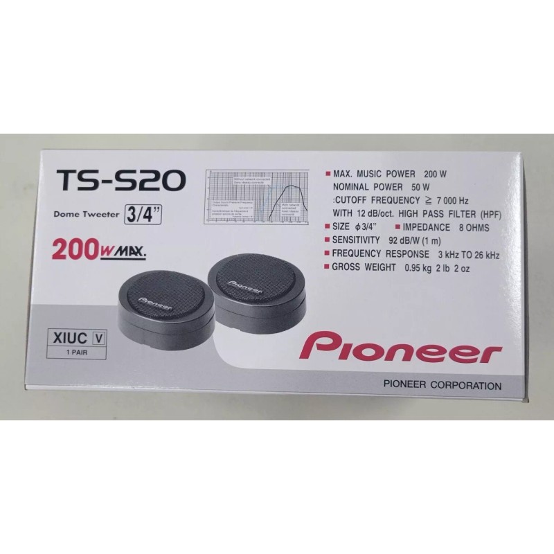 Pioneer TS-S20 200 Watt 3/4" High-Power Dome Car Tweeters Brand
