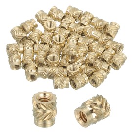 sourcing map 46 Pcs Threaded Inserts, M2 Brass Heat Set Insert for 3D Printing and Plastic Material Female Knurled Insert Nuts for Laptops Electronic Products, M2x3.5x4mm