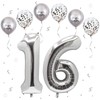 Number 16 balloons Silver，16 Balloons Birthday Boy Girl,40Inch Foil Number