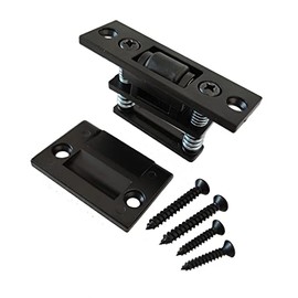 Langdoly Door Ball Catch Heavy Duty Solid Brass Silent Door Roller Catch with Adjustable Square Strike-Satin Black-Pack of 1
