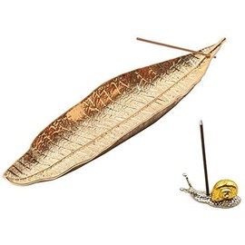 Incense Holder Set - Leaf and Snail Incense Burner,Incense Holders for Sticks Ash Catcher,Durable Zinc Alloy Materia,Modern Natural Design,Incense Ash Catcher Tray (Gold)