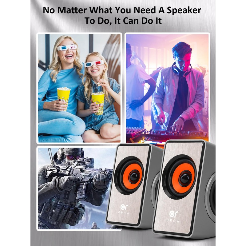OROW PC Speakers, Mini Computer Speaker for PC with Bass
