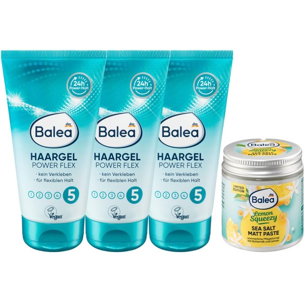 Balea 4er-Set Haarstyling: Haargel POWER FLEX ideal zum Modellieren &