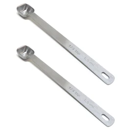 BERYLER 2PCS 1/3 Teaspoon(1/3tsp, 1/10tbsp, 1.5ml) Single Tiny Square Bowl Measuring Spoon, Small Individual Stainless Steel Measure Spoons Only