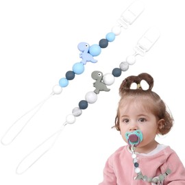 OHREN Pack of 2 Baby Dummy Chain Clips, Silica Dummy Chains, Braided Dummy Chain, Cartoon Design Dummy Chains, Dummy Chains for Girls and Boys