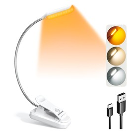 Glocusent Glocusent Leselampe Buch Klemme, Wiederaufladbare Buchlampe mit 10 LEDs, 3 Farben & 3 Helligkeiten, Lange Laufzeit Klemmlampe bis zu 80 Stunden, 360 Flexibel Klemmleuchte fr Nachtlesen