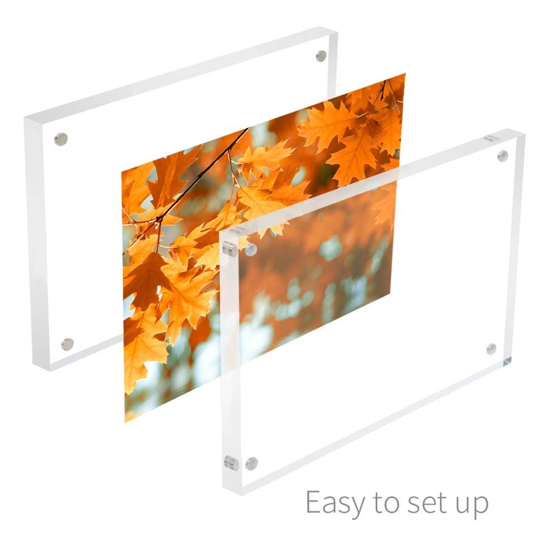 Acrylic Picture Frame,Tabletop Photo Frame Magnetic Double Sided Frame Free