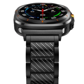 BAIHUIAM Titanium Bands Compatible with Galaxy Watch Ultra 2/1 47mm Band for Men, Carbon Fiber Titanium Metal Band Business Replacement Strap for Galaxy Watch 8/7 Ultra 47mm (2025/2024), Black