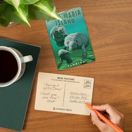 Anna Maria Island, Florida, Manatees (4x6 Birch Wood Postcards, 2-Pack Stationary, Rustic Home Wall Decor)