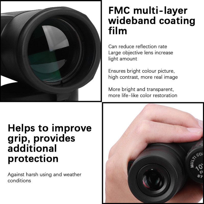 10X42 Binoculars BAK4 Portable Telescope with Universal Cilp for Outdoor