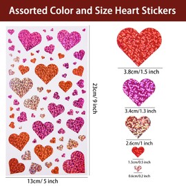 1520 Pcs Glitter Heart Stickers Valentine's Day Heart Shaped Sticker Love Heart Stickers Labels Self-Adhesive Decorative Sticker for Party Favors, Wedding, Anniversaries, Gift Packaging, Scrapbook